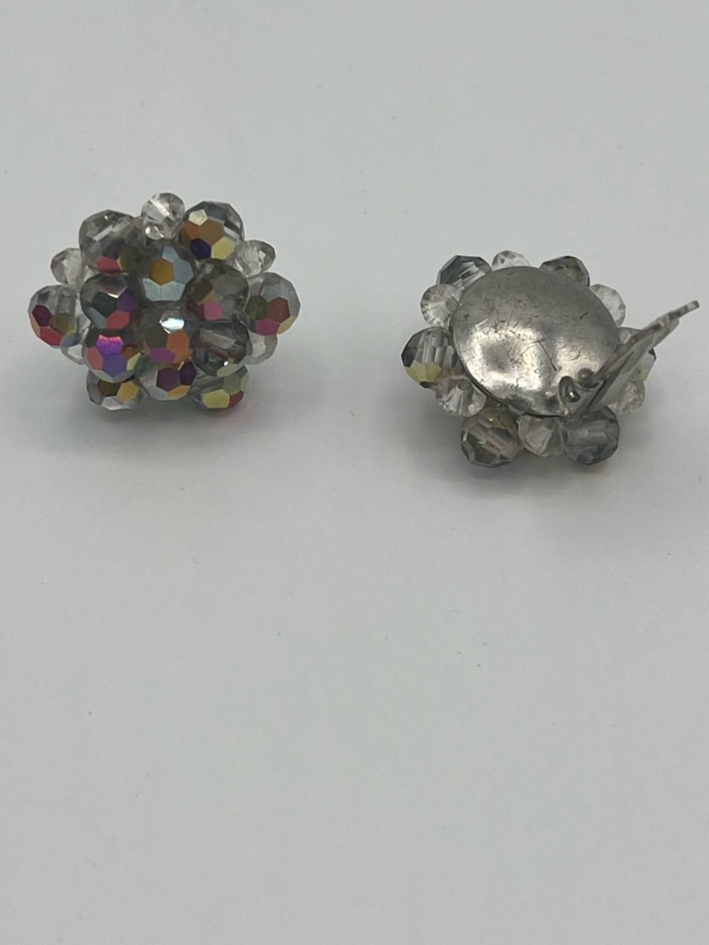 Mint 1950s Smokey Grey Aurora Borealis Crystal Full Parure Set - Picture 9 of 9